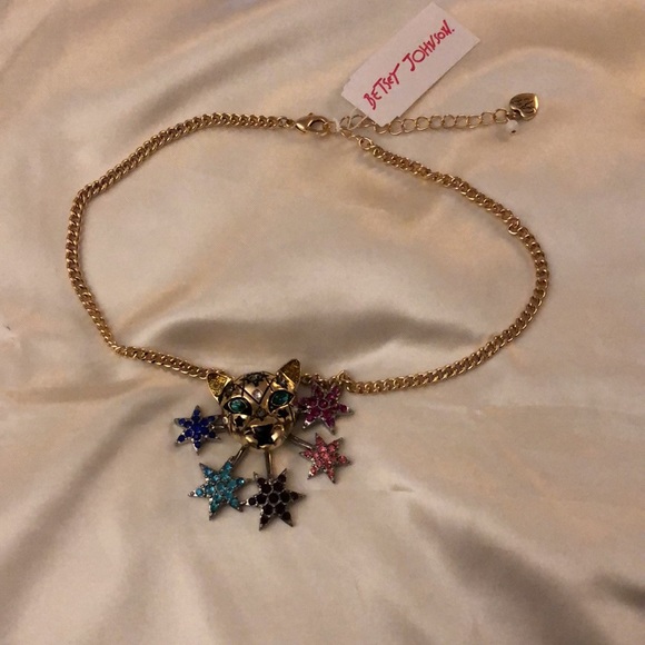 Betsey Johnson Gold Tone Leopard & Shooting Star Pendant Necklace NWT - Picture 11 of 16